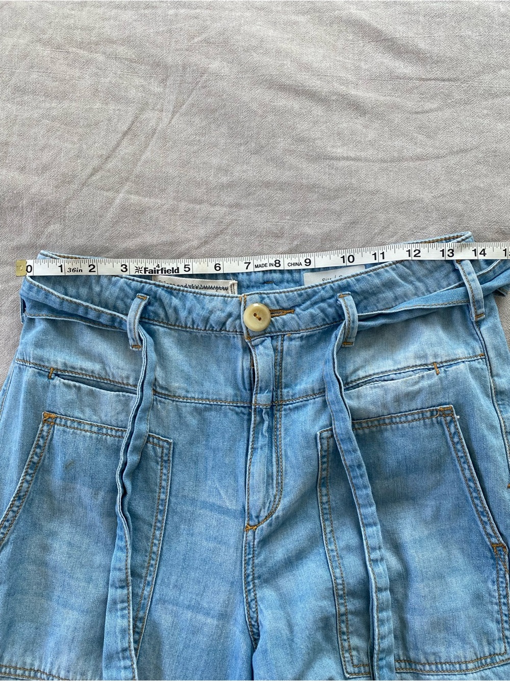Anthropologie Pilcro Light Blue High Rise Wide-Leg Tie-Waist Jeans - Picture 13 of 15